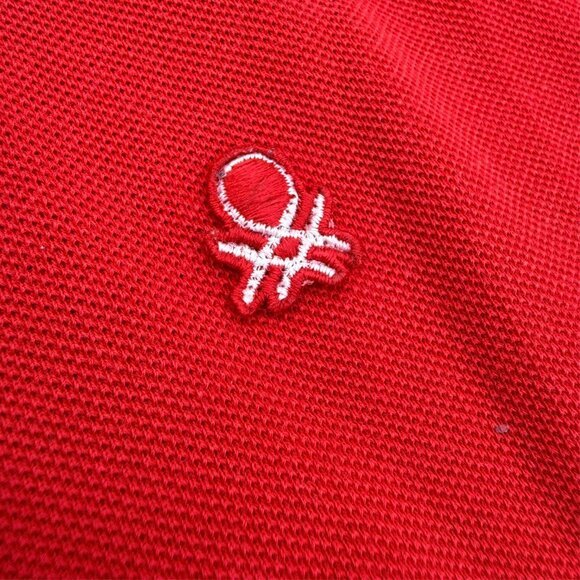 United Colors of Benetton Short Sleeve Polo Shirt Mesh Cotton Red Large - Picture 6 of 7